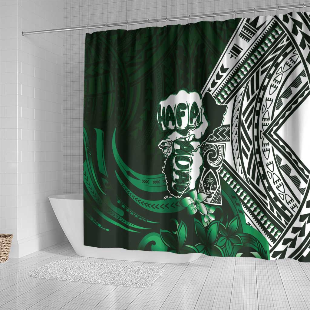Hafa Adai Guam Discovery Day Shower Curtain Chamorro Latte Stone Hand Green Version LT14 - Polynesian Pride