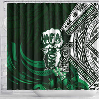 Hafa Adai Guam Discovery Day Shower Curtain Chamorro Latte Stone Hand Green Version LT14 - Polynesian Pride