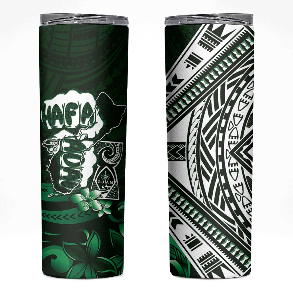 Hafa Adai Guam Discovery Day Skinny Tumbler Chamorro Latte Stone Hand Green Version LT14 Green - Polynesian Pride