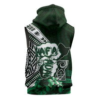 Hafa Adai Guam Discovery Day Sleeveless Hoodie Chamorro Latte Stone Hand Green Version LT14 - Polynesian Pride
