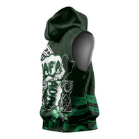 Hafa Adai Guam Discovery Day Sleeveless Hoodie Chamorro Latte Stone Hand Green Version LT14 - Polynesian Pride