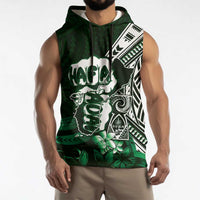 Hafa Adai Guam Discovery Day Sleeveless Hoodie Chamorro Latte Stone Hand Green Version LT14 - Polynesian Pride