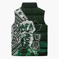Hafa Adai Guam Discovery Day Sleeveless Puffer Jacket Chamorro Latte Stone Hand Green Version LT14 - Polynesian Pride