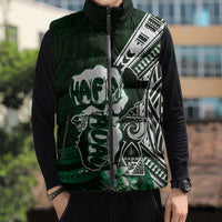 Hafa Adai Guam Discovery Day Sleeveless Puffer Jacket Chamorro Latte Stone Hand Green Version LT14 - Polynesian Pride