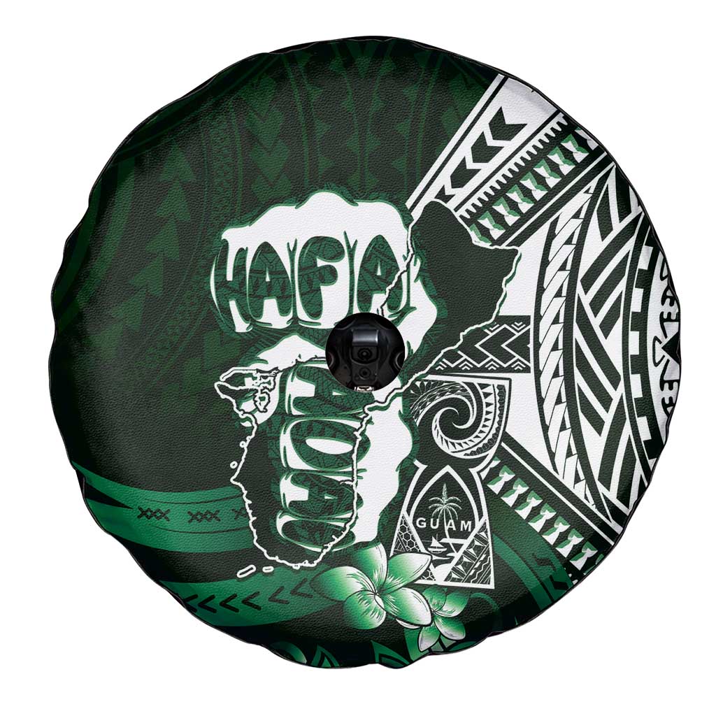 Hafa Adai Guam Discovery Day Spare Tire Cover Chamorro Latte Stone Hand Green Version LT14 - Polynesian Pride