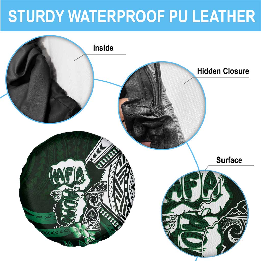 Hafa Adai Guam Discovery Day Spare Tire Cover Chamorro Latte Stone Hand Green Version LT14 - Polynesian Pride