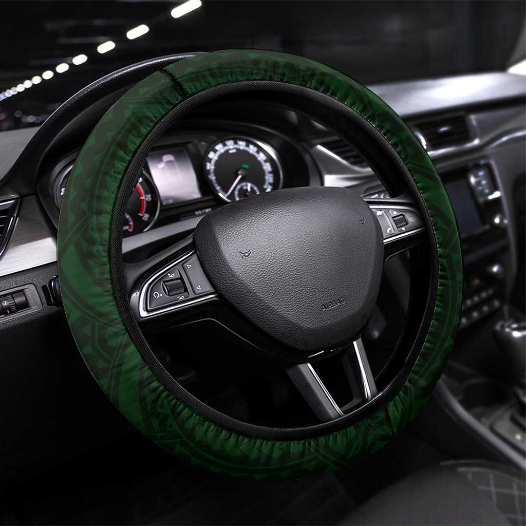 Hafa Adai Guam Discovery Day Steering Wheel Cover Chamorro Latte Stone Hand Green Version LT14 Universal Fit Green - Polynesian Pride