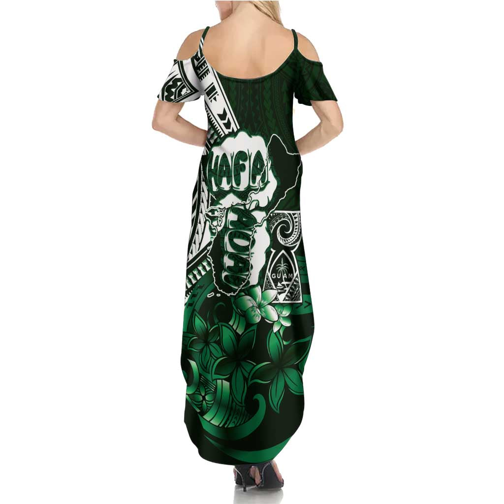 Hafa Adai Guam Discovery Day Summer Maxi Dress Chamorro Latte Stone Hand Green Version LT14 - Polynesian Pride