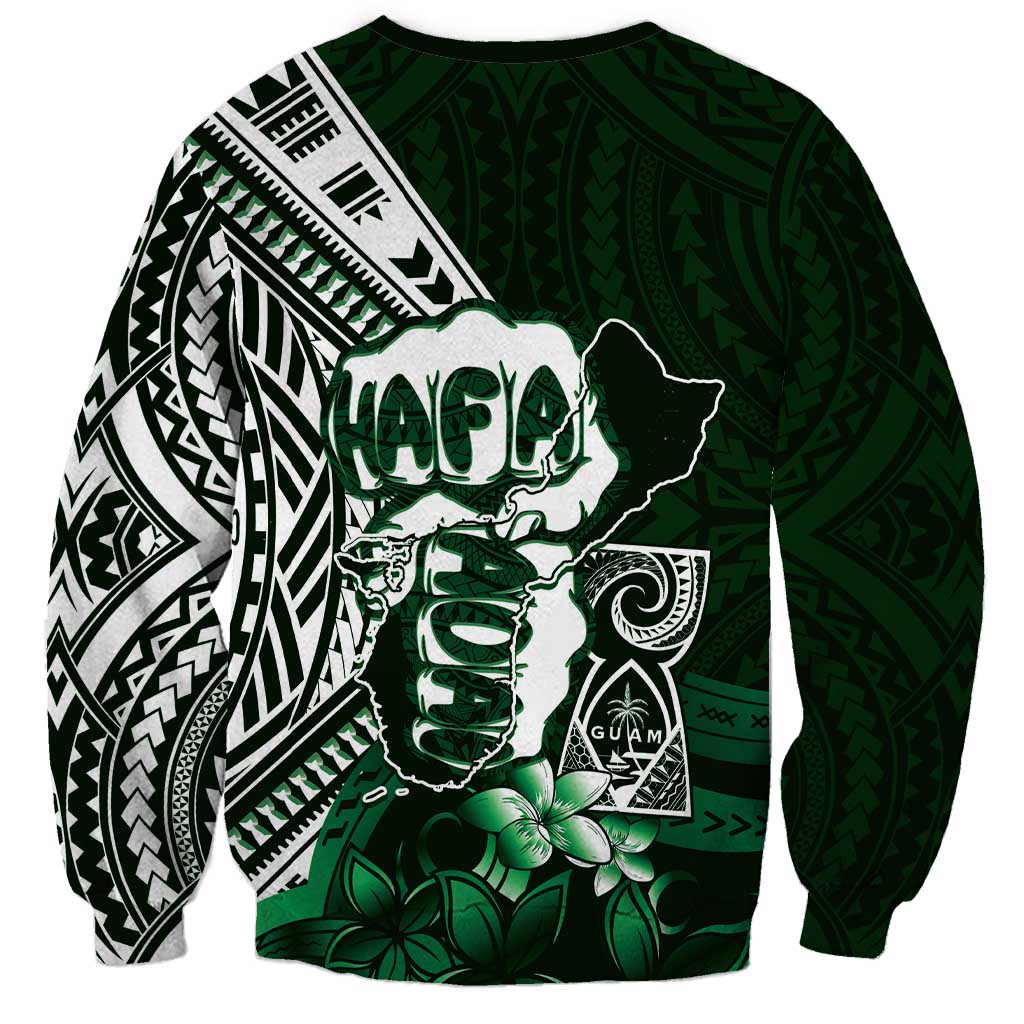 Hafa Adai Guam Discovery Day Sweatshirt Chamorro Latte Stone Hand Green Version LT14 - Polynesian Pride