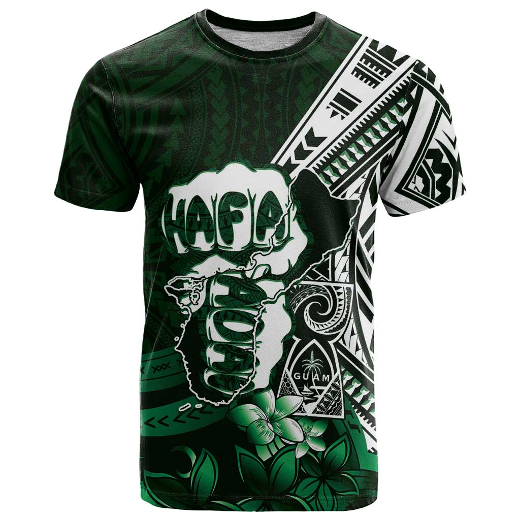 Hafa Adai Guam Discovery Day T Shirt Chamorro Latte Stone Hand Green Version LT14 Green - Polynesian Pride