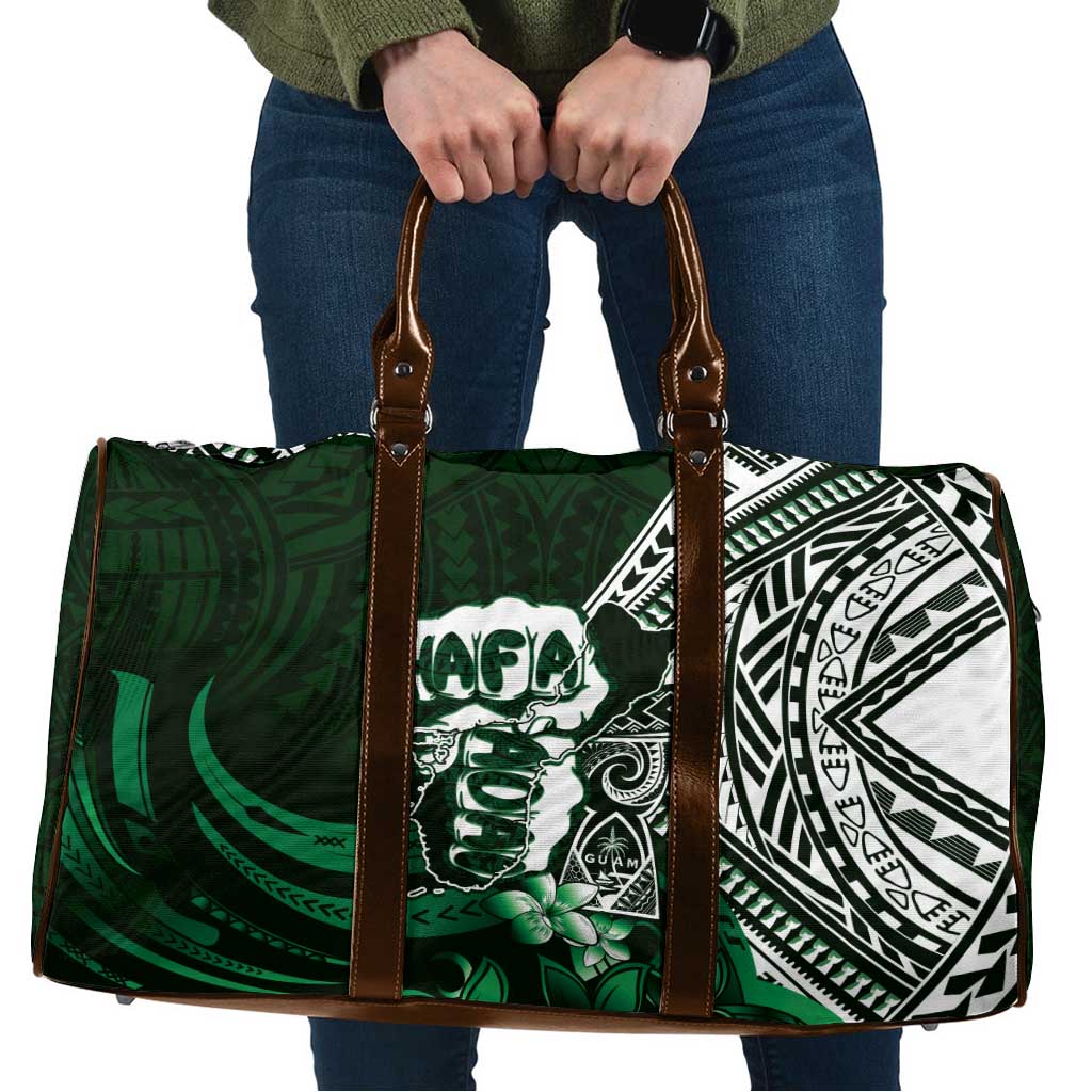 Hafa Adai Guam Discovery Day Travel Bag Chamorro Latte Stone Hand Green Version LT14 Green - Polynesian Pride