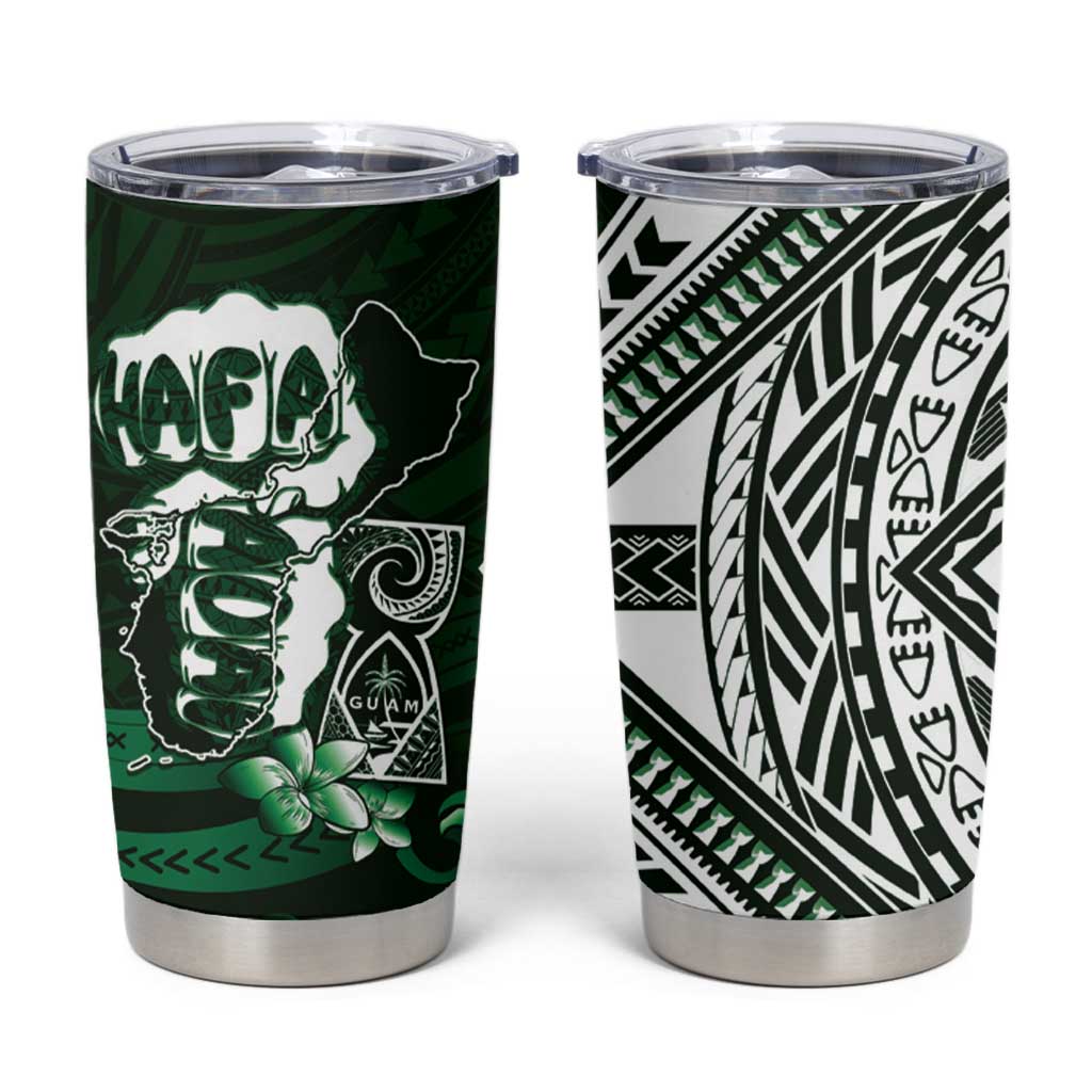 Hafa Adai Guam Discovery Day Tumbler Cup Chamorro Latte Stone Hand Green Version LT14 Green - Polynesian Pride