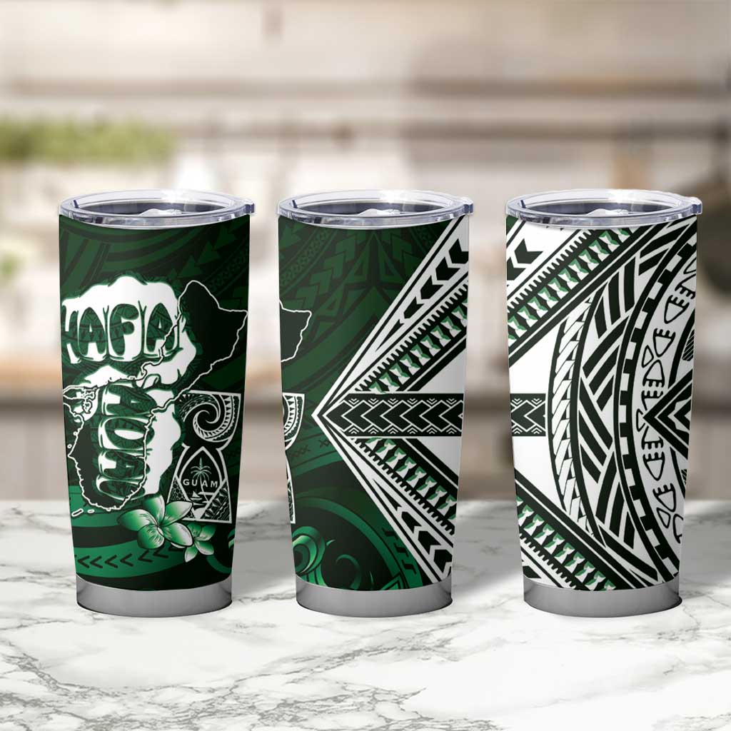 Hafa Adai Guam Discovery Day Tumbler Cup Chamorro Latte Stone Hand Green Version LT14 - Polynesian Pride