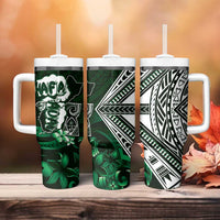Hafa Adai Guam Discovery Day Tumbler With Handle Chamorro Latte Stone Hand Green Version LT14 - Polynesian Pride