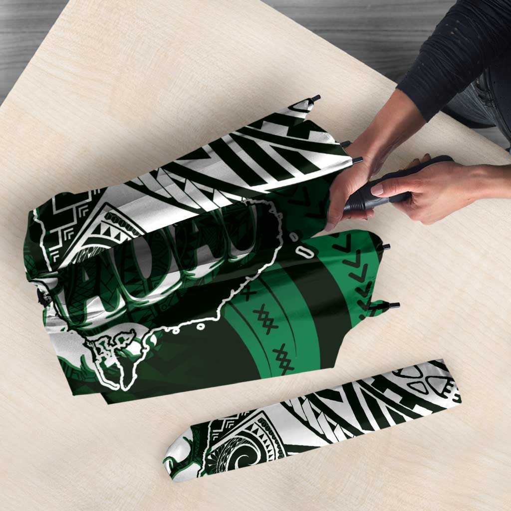 Hafa Adai Guam Discovery Day Umbrella Chamorro Latte Stone Hand Green Version LT14 - Polynesian Pride