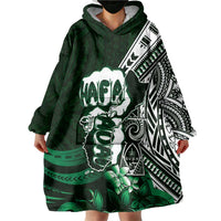 Hafa Adai Guam Discovery Day Wearable Blanket Hoodie Chamorro Latte Stone Hand Green Version LT14 - Polynesian Pride