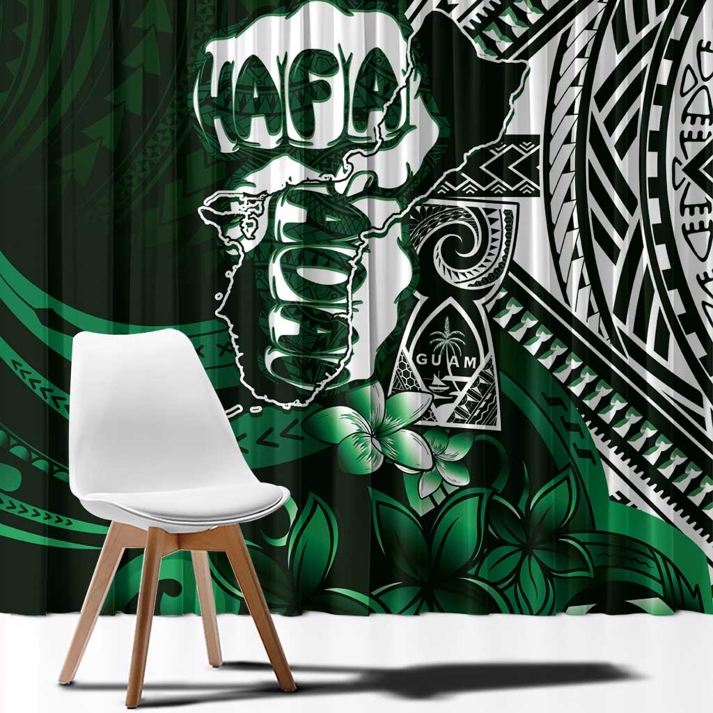 Hafa Adai Guam Discovery Day Window Curtain Chamorro Latte Stone Hand Green Version