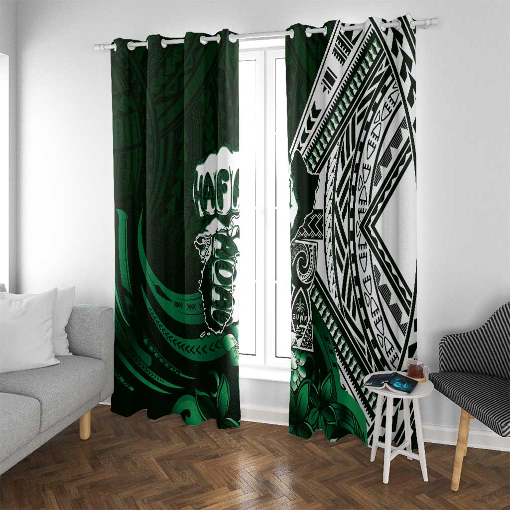 Hafa Adai Guam Discovery Day Window Curtain Chamorro Latte Stone Hand Green Version