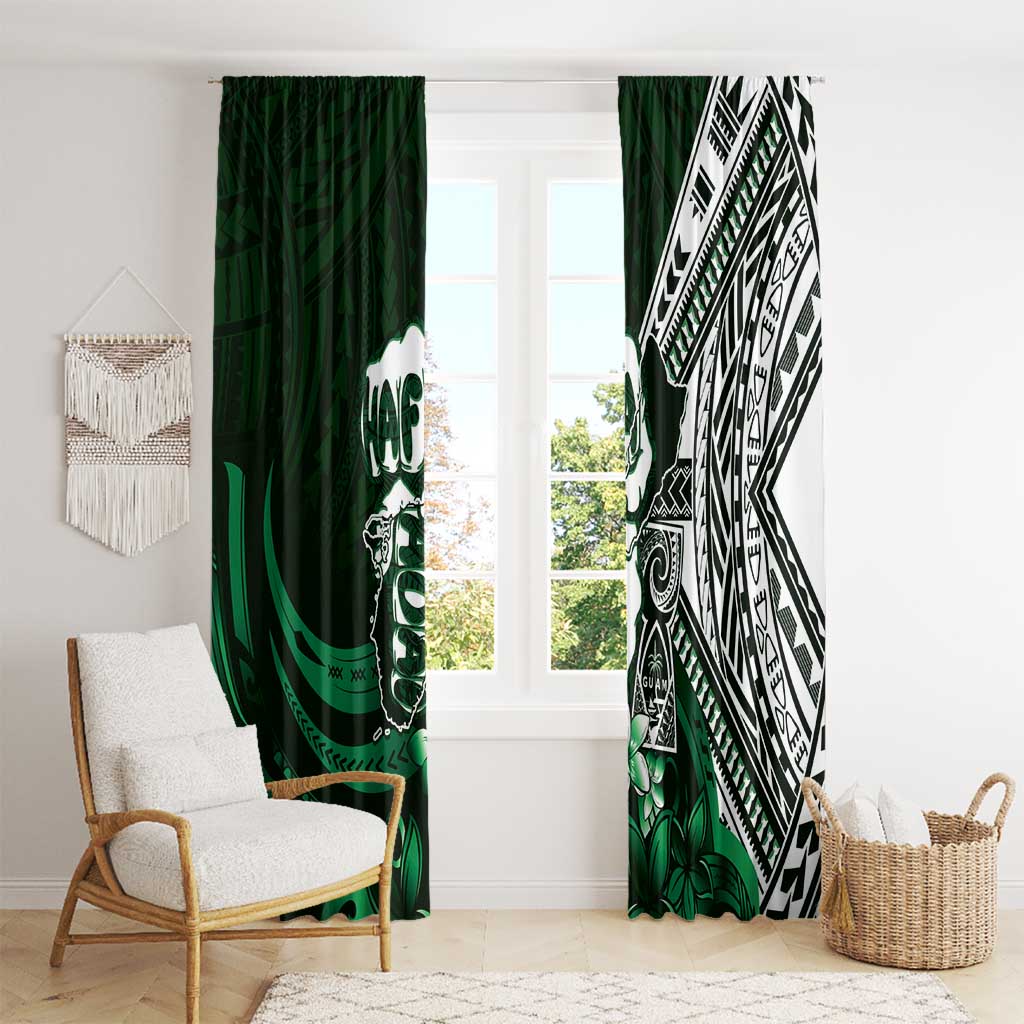 Hafa Adai Guam Discovery Day Window Curtain Chamorro Latte Stone Hand Green Version