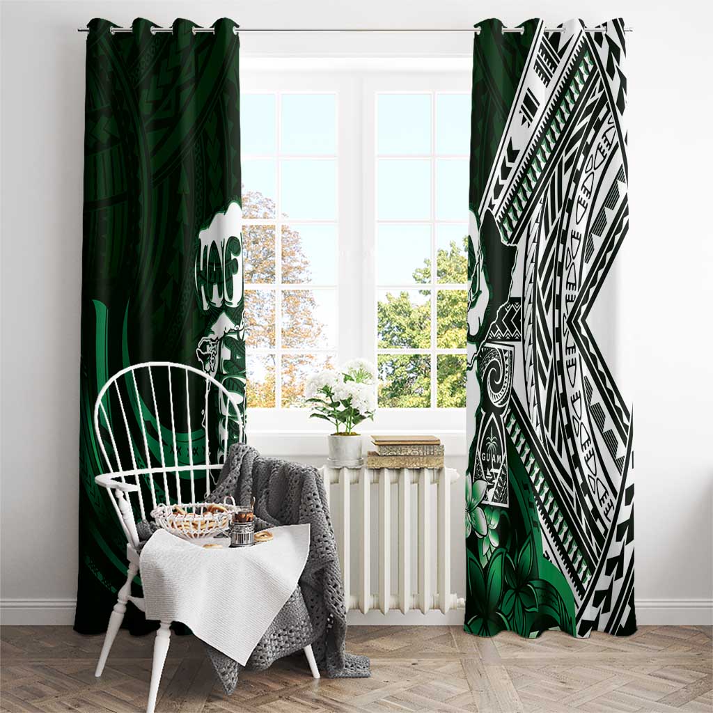 Hafa Adai Guam Discovery Day Window Curtain Chamorro Latte Stone Hand Green Version