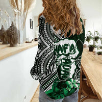 Hafa Adai Guam Discovery Day Women Casual Shirt Chamorro Latte Stone Hand Green Version