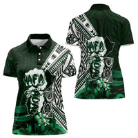 Hafa Adai Guam Discovery Day Women Polo Shirt Chamorro Latte Stone Hand Green Version LT14 - Polynesian Pride