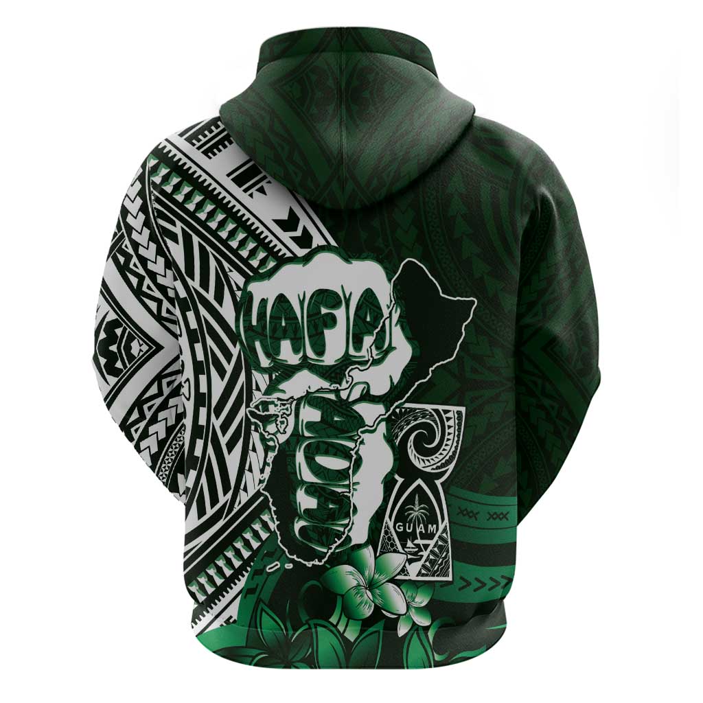 Hafa Adai Guam Discovery Day Zip Hoodie Chamorro Latte Stone Hand Green Version LT14 - Polynesian Pride
