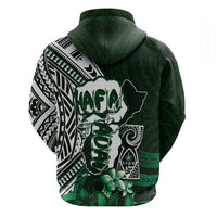 Hafa Adai Guam Discovery Day Zip Hoodie Chamorro Latte Stone Hand Green Version LT14 - Polynesian Pride