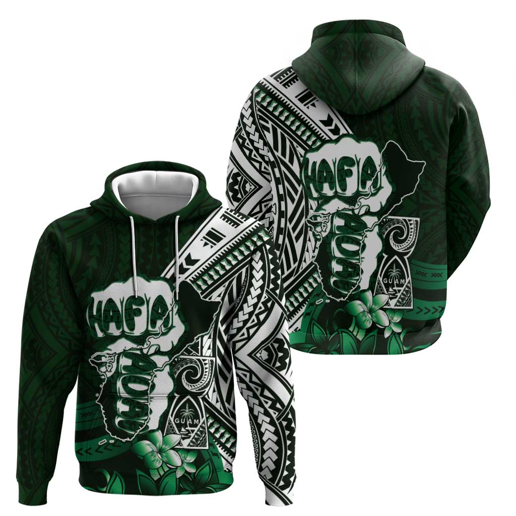 Hafa Adai Guam Discovery Day Zip Hoodie Chamorro Latte Stone Hand Green Version LT14 - Polynesian Pride