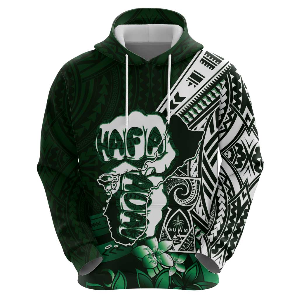Hafa Adai Guam Discovery Day Zip Hoodie Chamorro Latte Stone Hand Green Version LT14 - Polynesian Pride