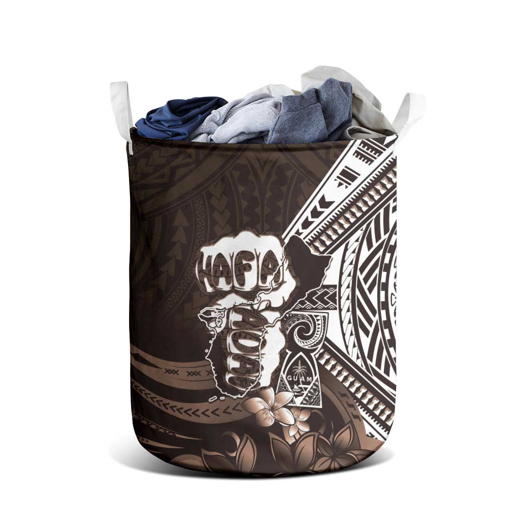 Hafa Adai Guam Discovery Day Laundry Basket Chamorro Latte Stone Hand Brown Version LT14 - Polynesian Pride