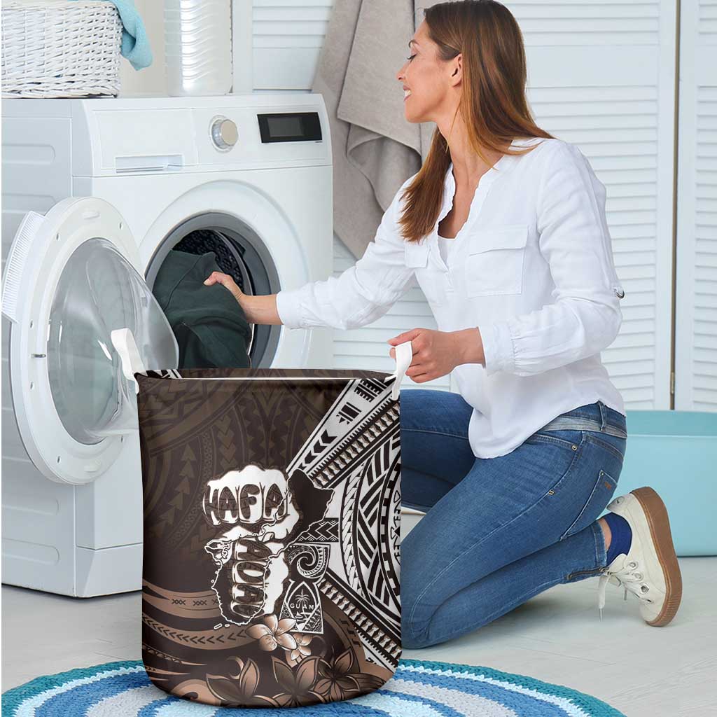 Hafa Adai Guam Discovery Day Laundry Basket Chamorro Latte Stone Hand Brown Version LT14 - Polynesian Pride