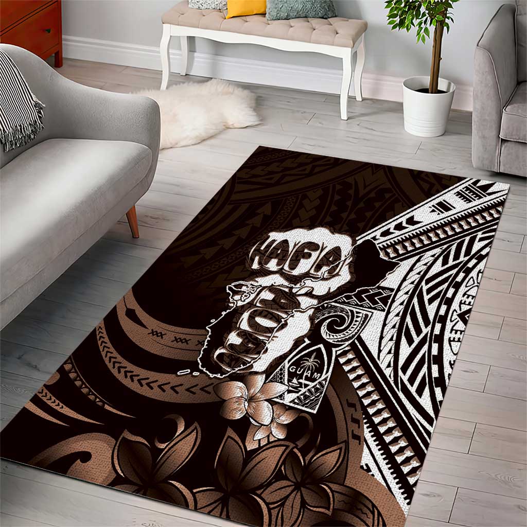 Hafa Adai Guam Discovery Day Area Rug Chamorro Latte Stone Hand Brown Version LT14 - Polynesian Pride