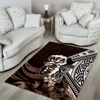 Hafa Adai Guam Discovery Day Area Rug Chamorro Latte Stone Hand Brown Version LT14 - Polynesian Pride