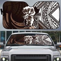 Hafa Adai Guam Discovery Day Auto Sun Shade Chamorro Latte Stone Hand Brown Version LT14 Brown - Polynesian Pride