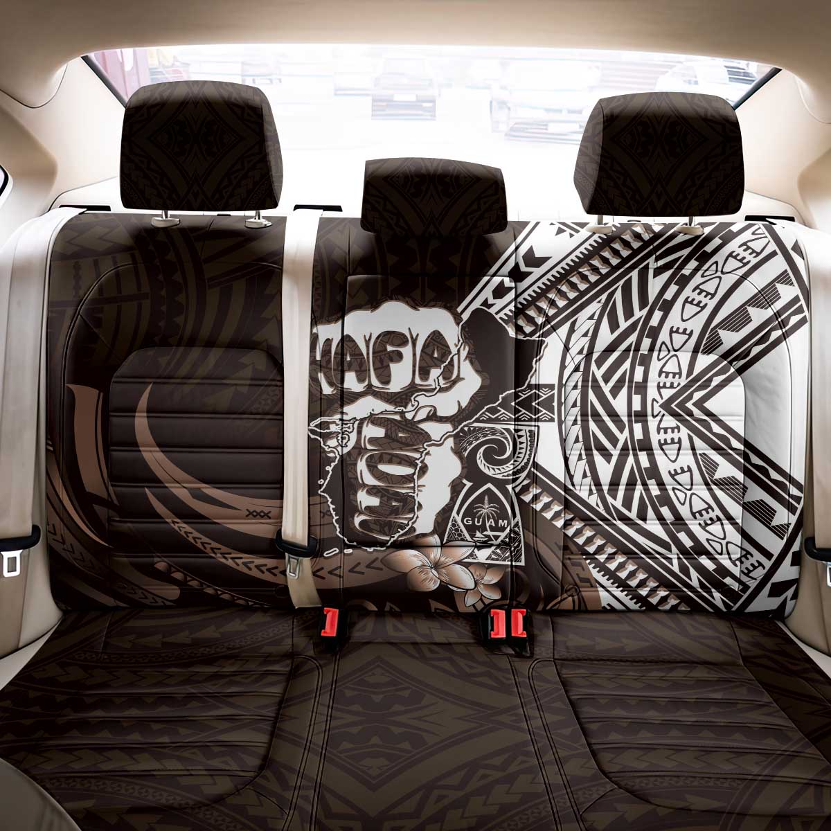 Hafa Adai Guam Discovery Day Back Car Seat Cover Chamorro Latte Stone Hand Brown Version