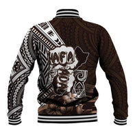 Hafa Adai Guam Discovery Day Baseball Jacket Chamorro Latte Stone Hand Brown Version LT14 - Polynesian Pride