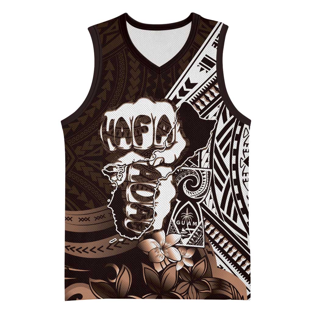 Hafa Adai Guam Discovery Day Basketball Jersey Chamorro Latte Stone Hand Brown Version LT14 Unisex Brown - Polynesian Pride