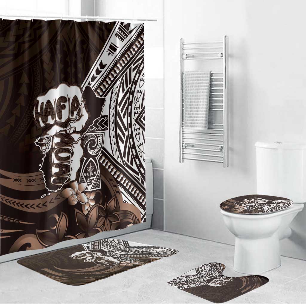 Hafa Adai Guam Discovery Day Bathroom Set Chamorro Latte Stone Hand Brown Version LT14 Bathroom Set (4 pcs) Brown - Polynesian Pride