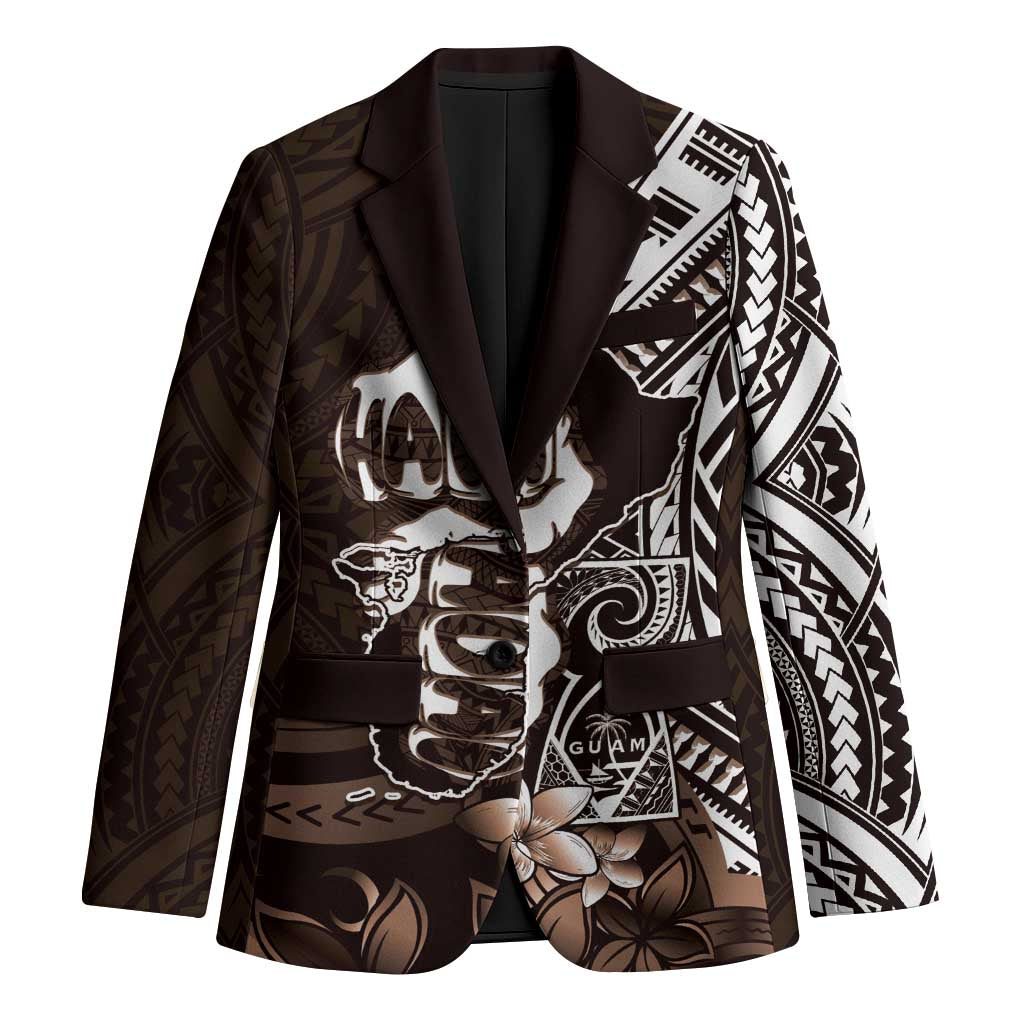 Hafa Adai Guam Discovery Day Blazer Chamorro Latte Stone Hand Brown Version LT14 Unisex Brown - Polynesian Pride