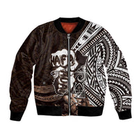 Hafa Adai Guam Discovery Day Bomber Jacket Chamorro Latte Stone Hand Brown Version LT14 Unisex Brown - Polynesian Pride