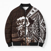 Hafa Adai Guam Discovery Day Bomber Puffer Jacket Chamorro Latte Stone Hand Brown Version LT14 Unisex Brown - Polynesian Pride