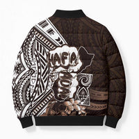 Hafa Adai Guam Discovery Day Bomber Puffer Jacket Chamorro Latte Stone Hand Brown Version LT14 - Polynesian Pride
