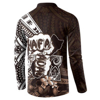 Hafa Adai Guam Discovery Day Button Sweatshirt Chamorro Latte Stone Hand Brown Version LT14 - Polynesian Pride