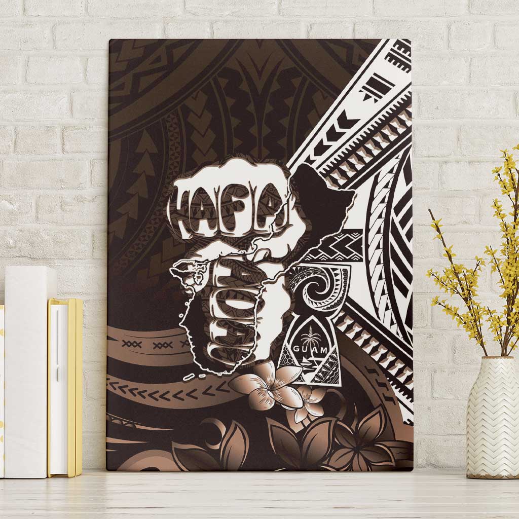Hafa Adai Guam Discovery Day Canvas Wall Art Chamorro Latte Stone Hand Brown Version LT14 Without Frame Brown - Polynesian Pride