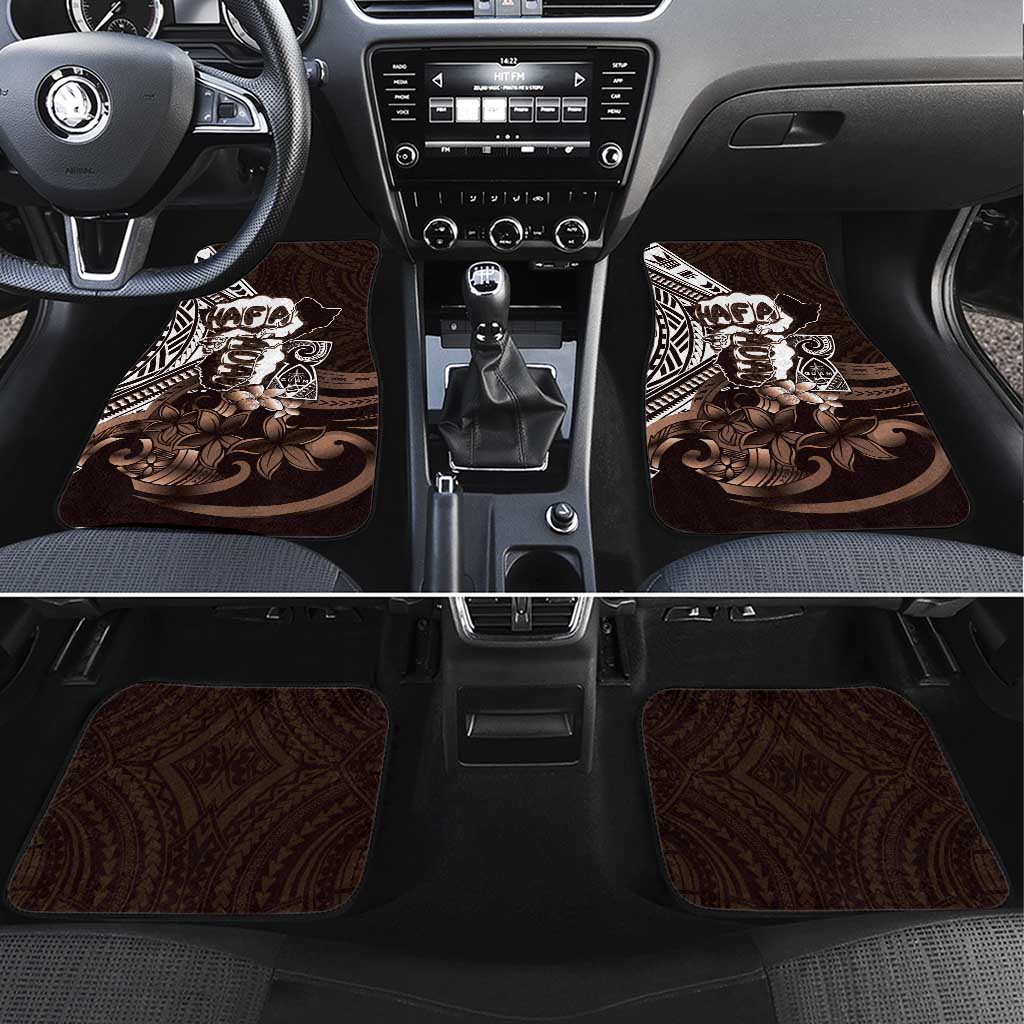 Hafa Adai Guam Discovery Day Car Mats Chamorro Latte Stone Hand Brown Version LT14 Set 4pcs Brown - Polynesian Pride