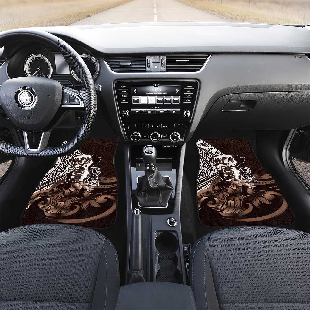 Hafa Adai Guam Discovery Day Car Mats Chamorro Latte Stone Hand Brown Version LT14 Set 2pcs - Front Brown - Polynesian Pride