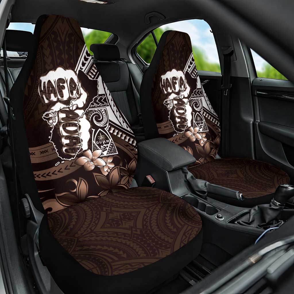 Hafa Adai Guam Discovery Day Car Seat Cover Chamorro Latte Stone Hand Brown Version LT14 One Size Brown - Polynesian Pride