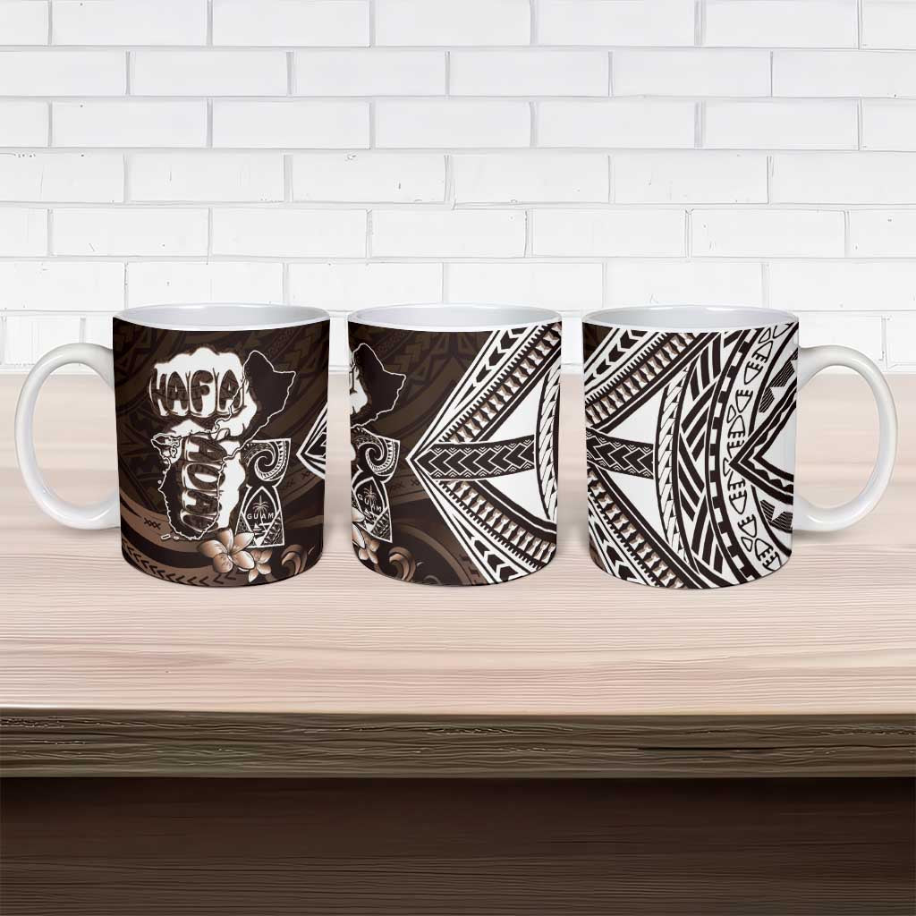 Hafa Adai Guam Discovery Day Ceramic Mug Chamorro Latte Stone Hand Brown Version