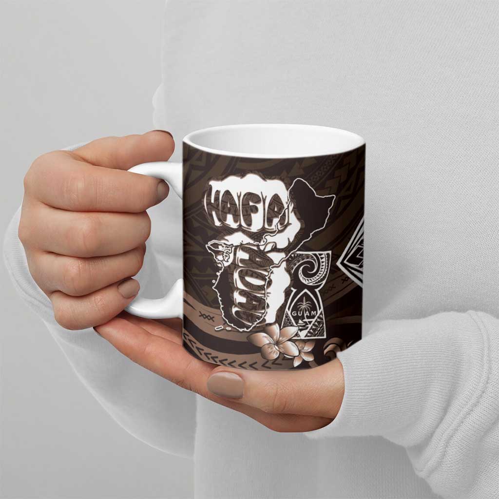 Hafa Adai Guam Discovery Day Ceramic Mug Chamorro Latte Stone Hand Brown Version